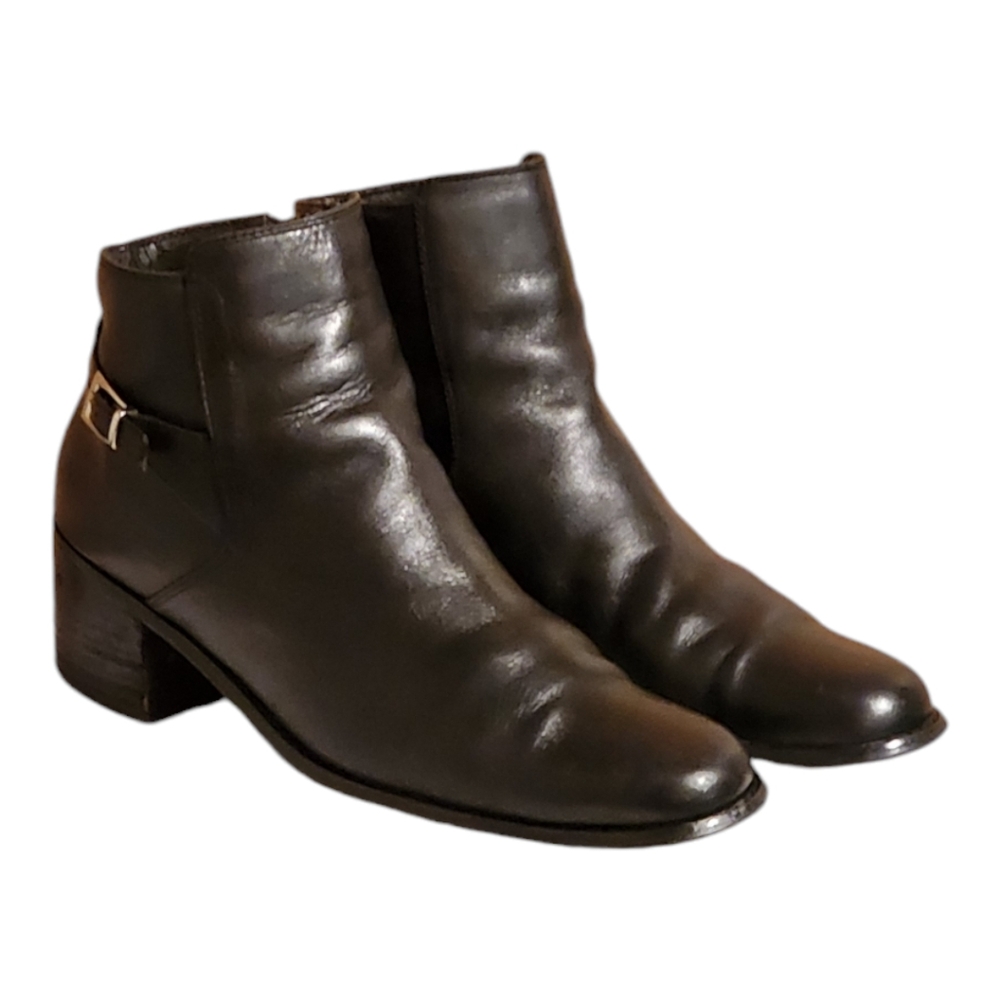 Women Vintage Leather Black Ankle Boots By Karen Scott Size 8M